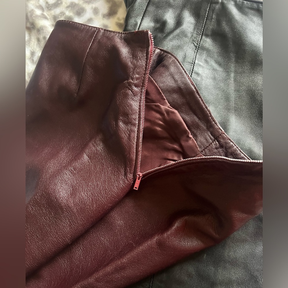 ❤️BURGUNDY-MODA INTERNATIONAL LAMBS LEATHER PANTS IN BURGUNDY OR OX BLOOD❤️XS - Picture 7 of 12